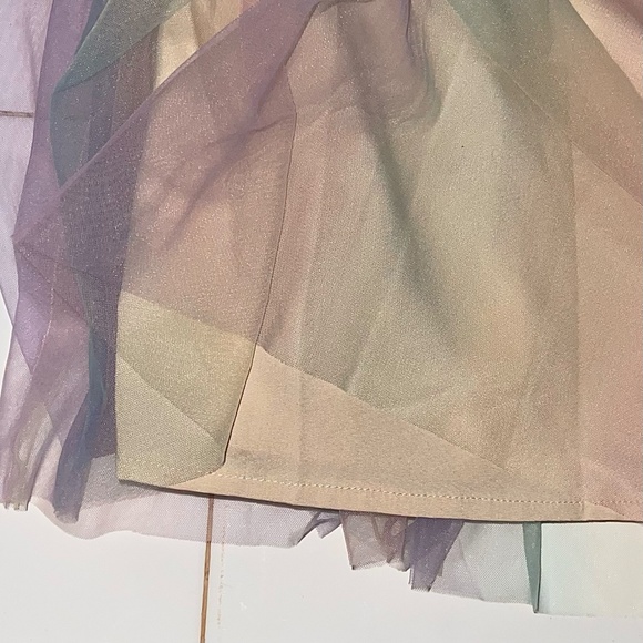 Deep V-Neck Long Puff Sleeve Pastel Dress Size Large | Coquette, Regencycore - Picture 7 of 9